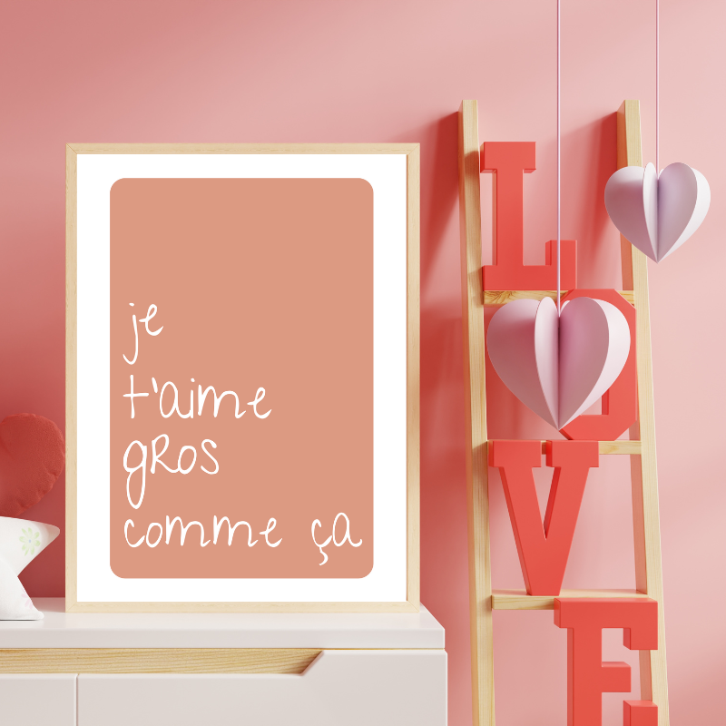 Affiche Je t'aime - rose