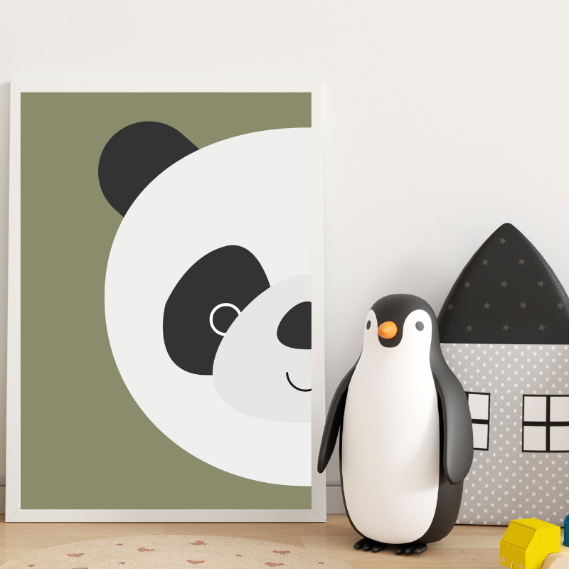 Affiche panda - vert